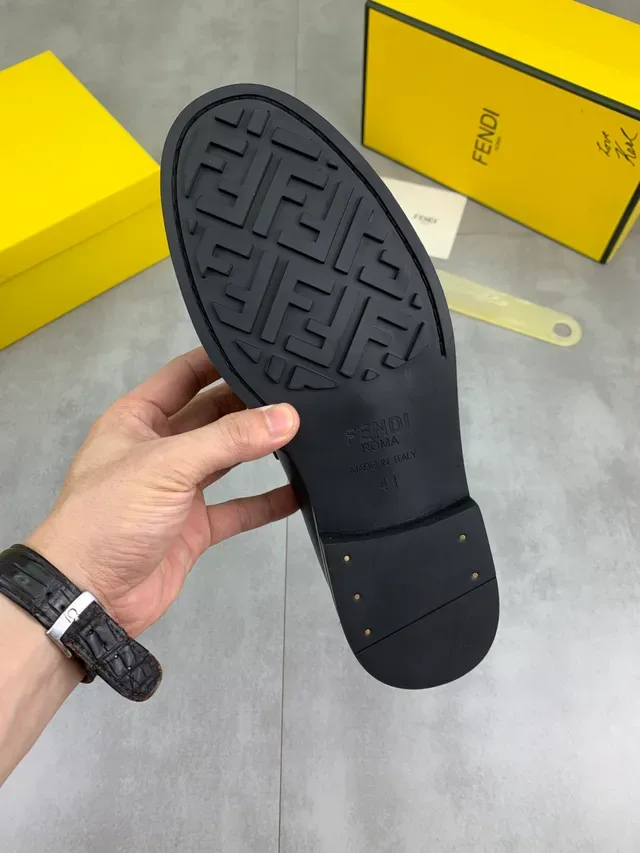 Fendi FF Logo Loafer Black Leather and FF Fabric Loafer 2