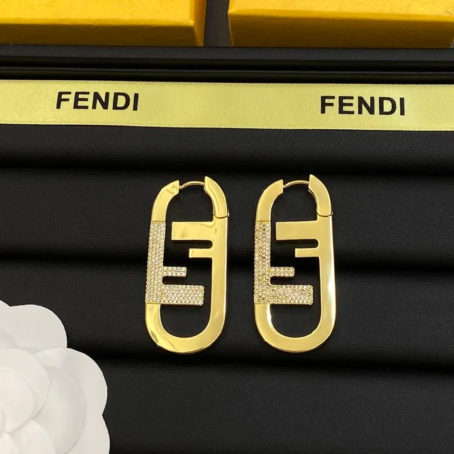 Fendi FF Logo Pavé Crystal Oval Hoop Earrings 4