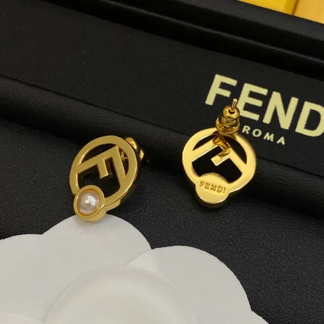 Fendi FF Logo Pearl Stud Earrings 2