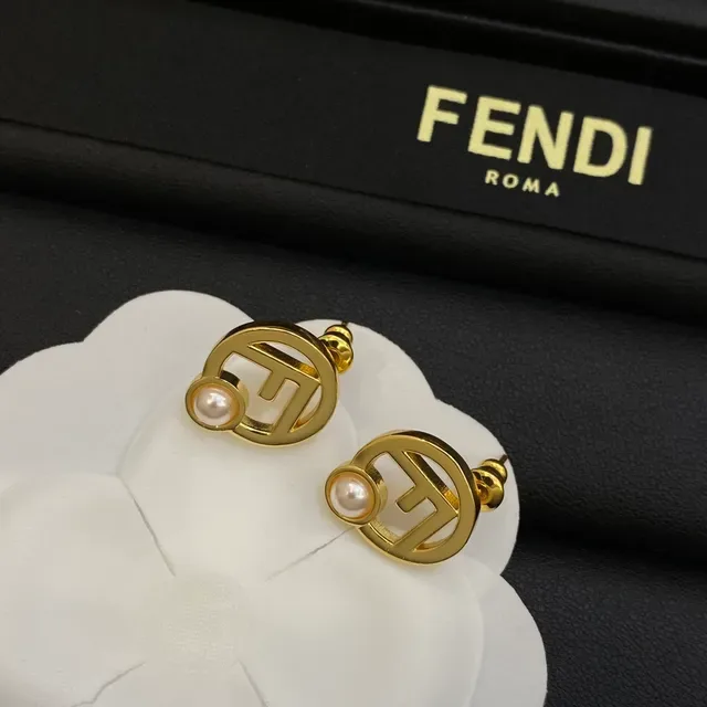 Fendi FF Logo Pearl Stud Earrings 3