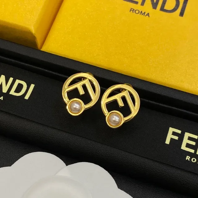 Fendi FF Logo Pearl Stud Earrings 4