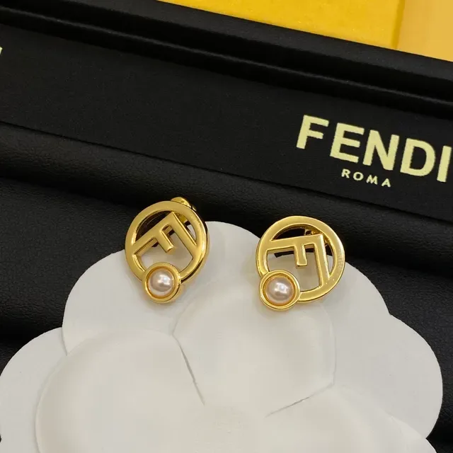 Fendi FF Logo Pearl Stud Earrings 5