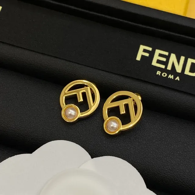 Fendi FF Logo Pearl Stud Earrings 6