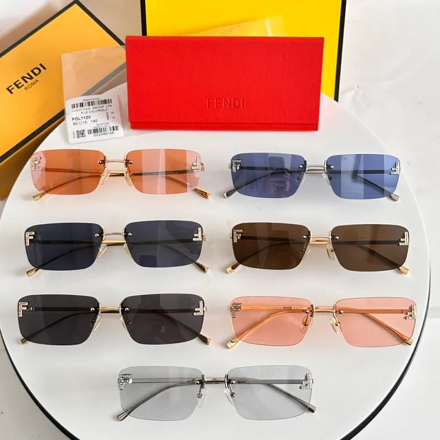 Fendi FF Rectangular Crystal-Embellished Brown Gradient Sunglasses 9