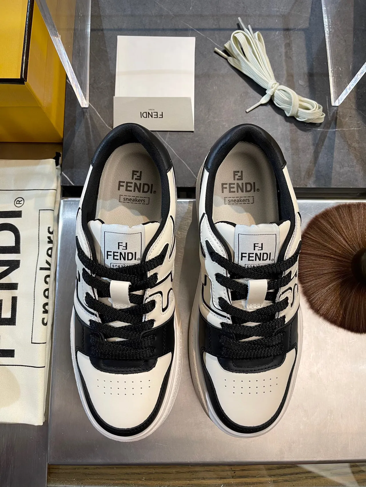Fendi FF Sneaker Off-White and Black Lifestyle Sneakers 2