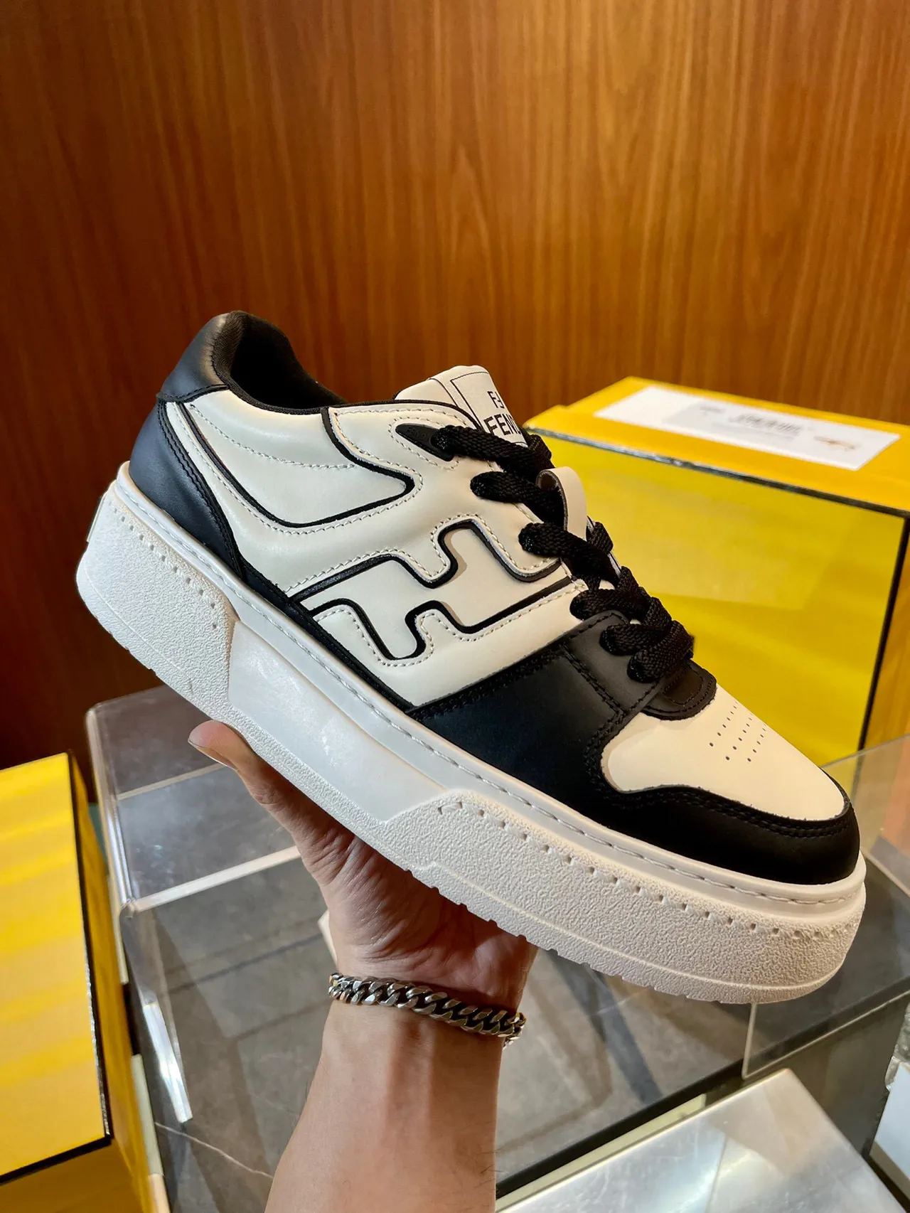Fendi FF Sneaker Off-White and Black Lifestyle Sneakers 3