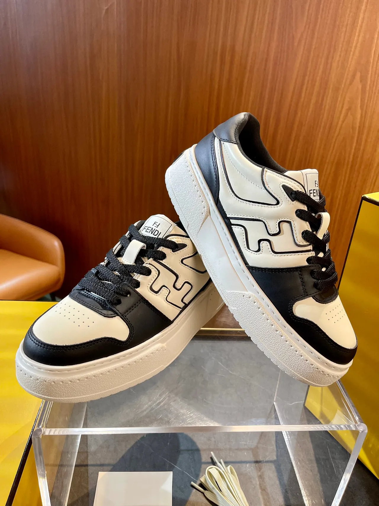 Fendi FF Sneaker Off-White and Black Lifestyle Sneakers 4
