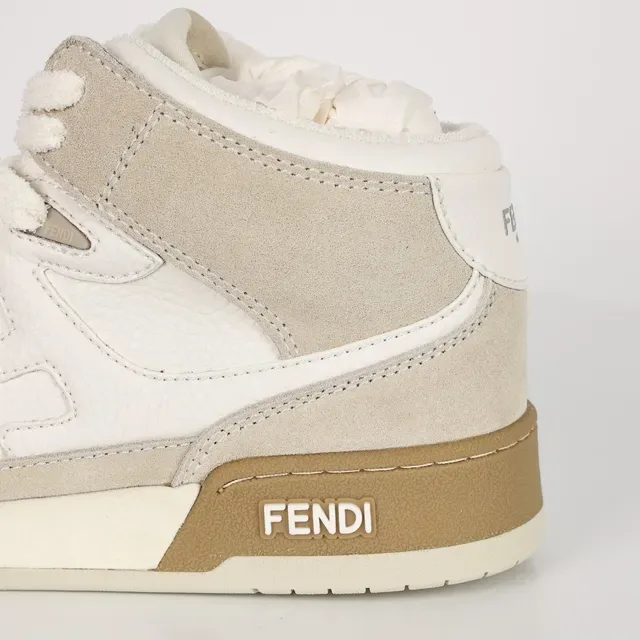 Tênis Lifestyle Fendi First High de Camurça Off-White e Beige 4