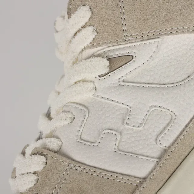 Tênis Lifestyle Fendi First High de Camurça Off-White e Beige 6