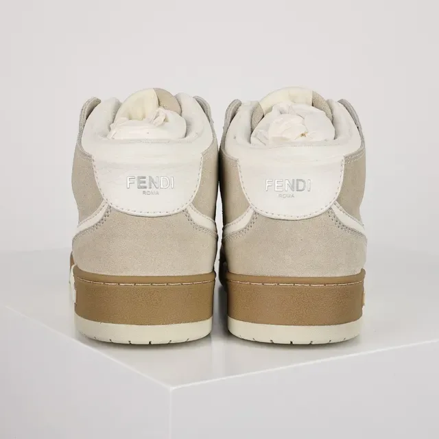 Tênis Lifestyle Fendi First High de Camurça Off-White e Beige 7