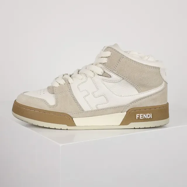 Tênis Lifestyle Fendi First High de Camurça Off-White e Beige 8