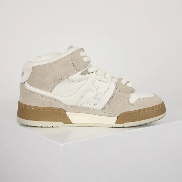 Tênis Lifestyle Fendi First High de Camurça Off-White e Beige 9