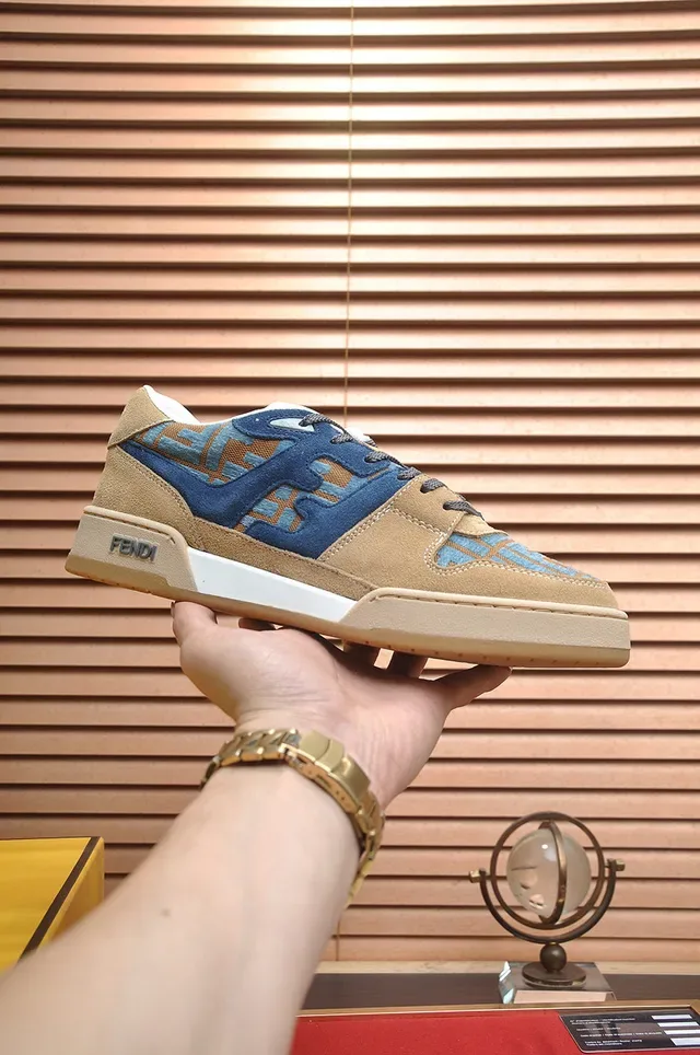 Fendi First Monogram Jacquard Beige Blue Lifestyle Sneakers 2
