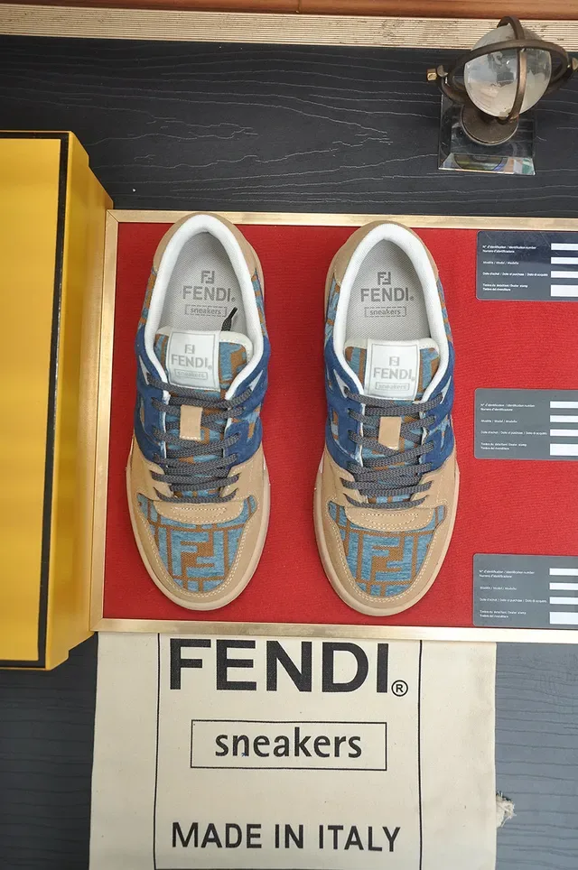 Fendi First Monogram Jacquard Beige Blue Lifestyle Sneakers 3