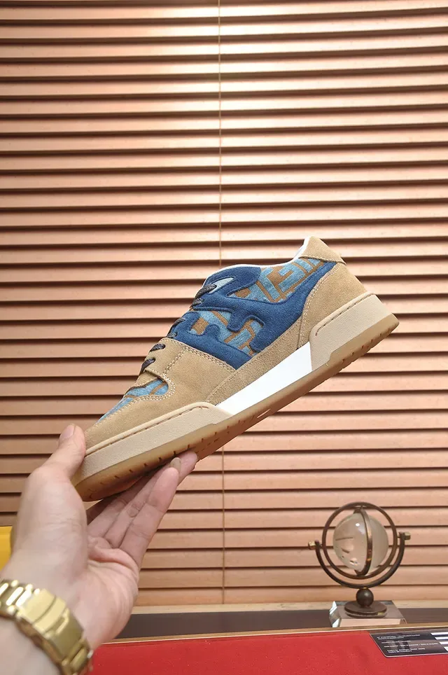 Fendi First Monogram Jacquard Beige Blue Lifestyle Sneakers 5