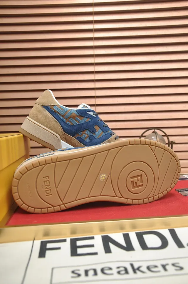 Fendi First Monogram Jacquard Beige Blue Lifestyle Sneakers 7