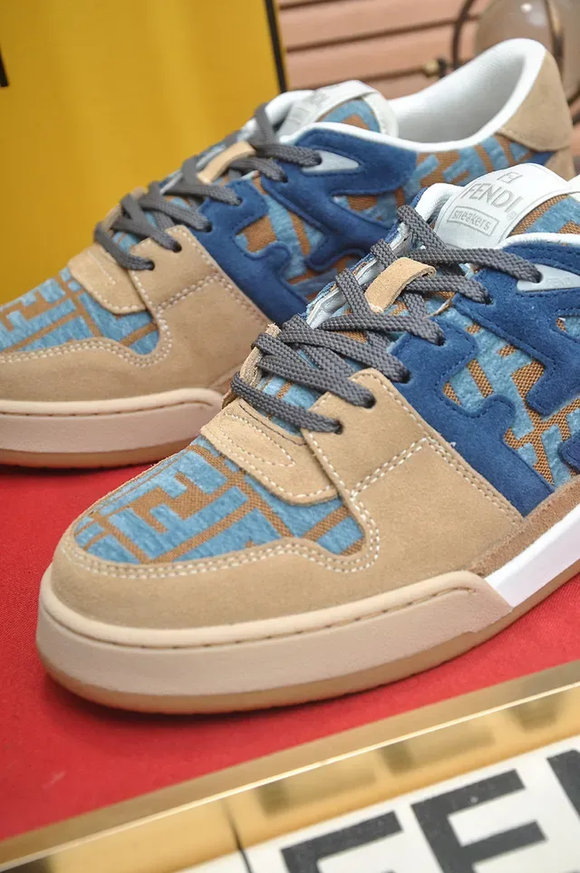 Fendi First Monogram Jacquard Beige Blue Lifestyle Sneakers 8