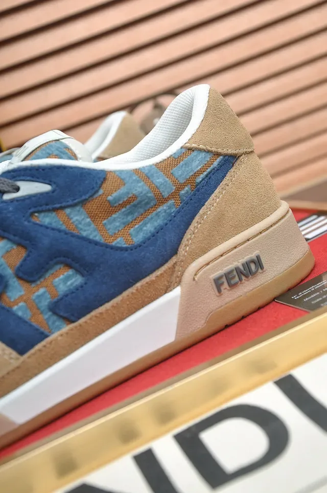 Fendi First Monogram Jacquard Beige Blue Lifestyle Sneakers 9