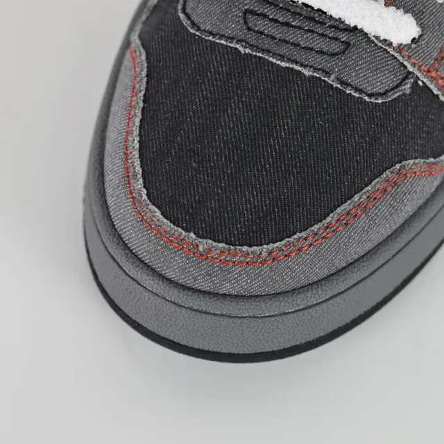 Fendi رمادي أحمر Oversized FF Logo طبقات القماش والجلد أحذية نمط حياة 5