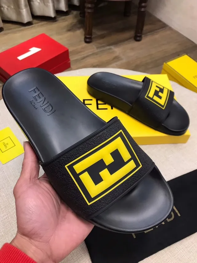Fendi Slide White Red Blue Logo Slippers 5