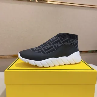 Fendi Speed Trainer काला FF Monogram सॉक-फिट चंकी स्नीकर