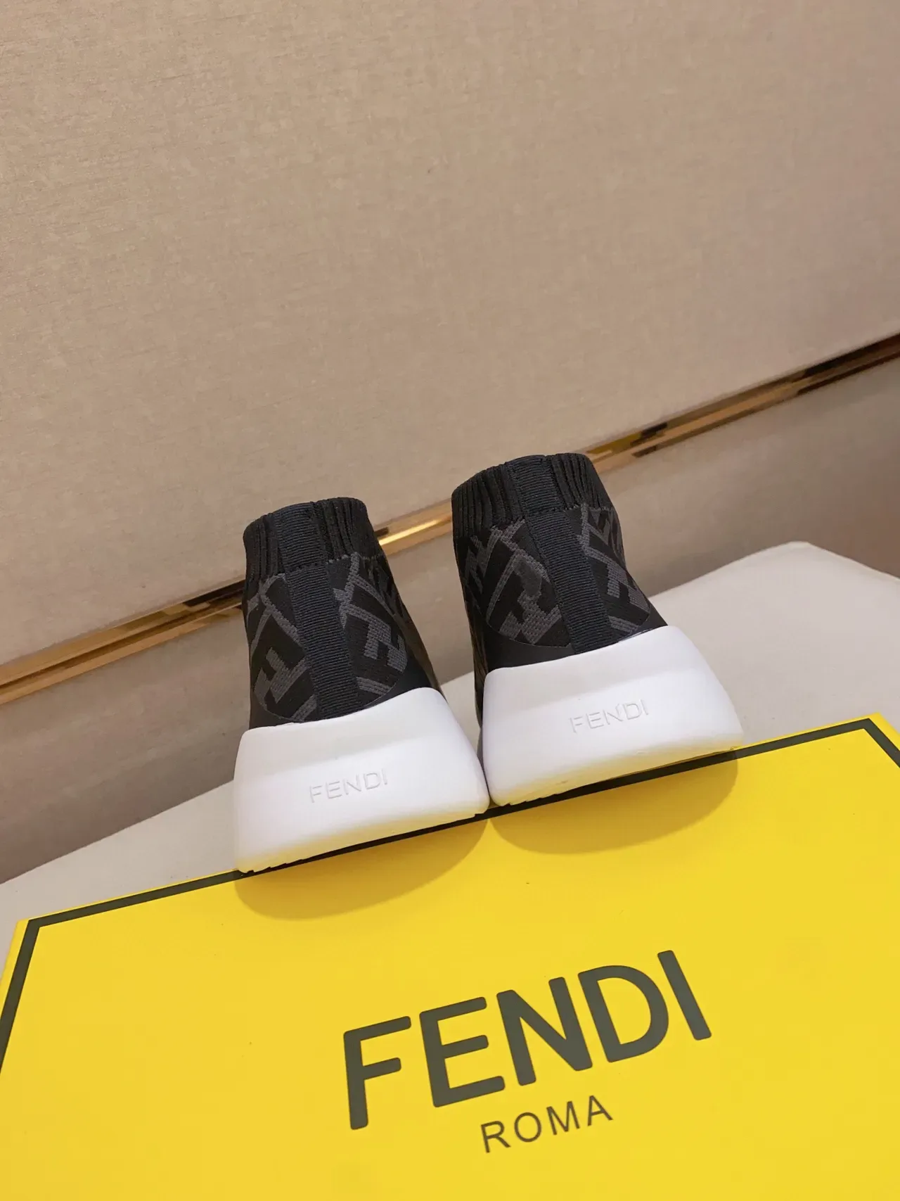 Fendi Speed Trainer Black FF Monogram Sock-Fit Chunky Sneaker 3