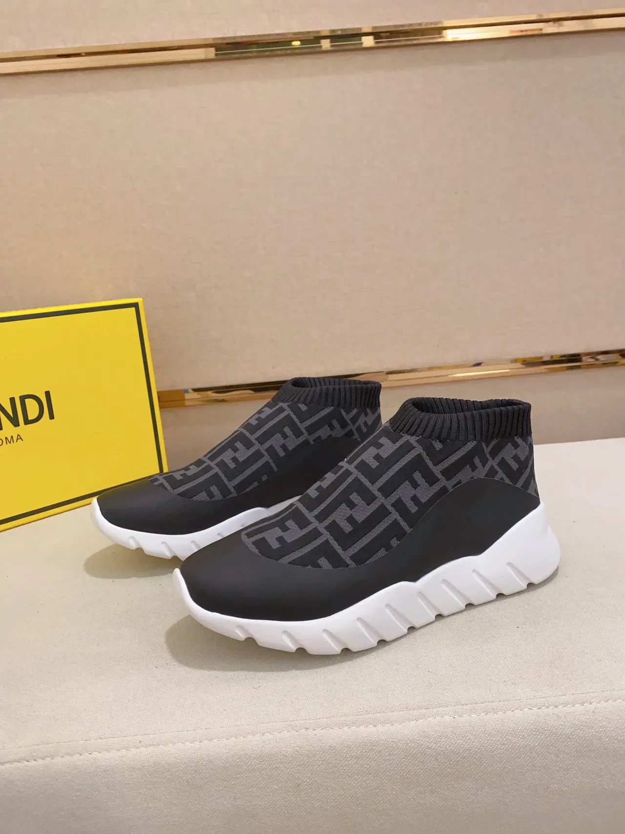 Fendi Speed Trainer Black FF Monogram Sock-Fit Chunky Sneaker 5