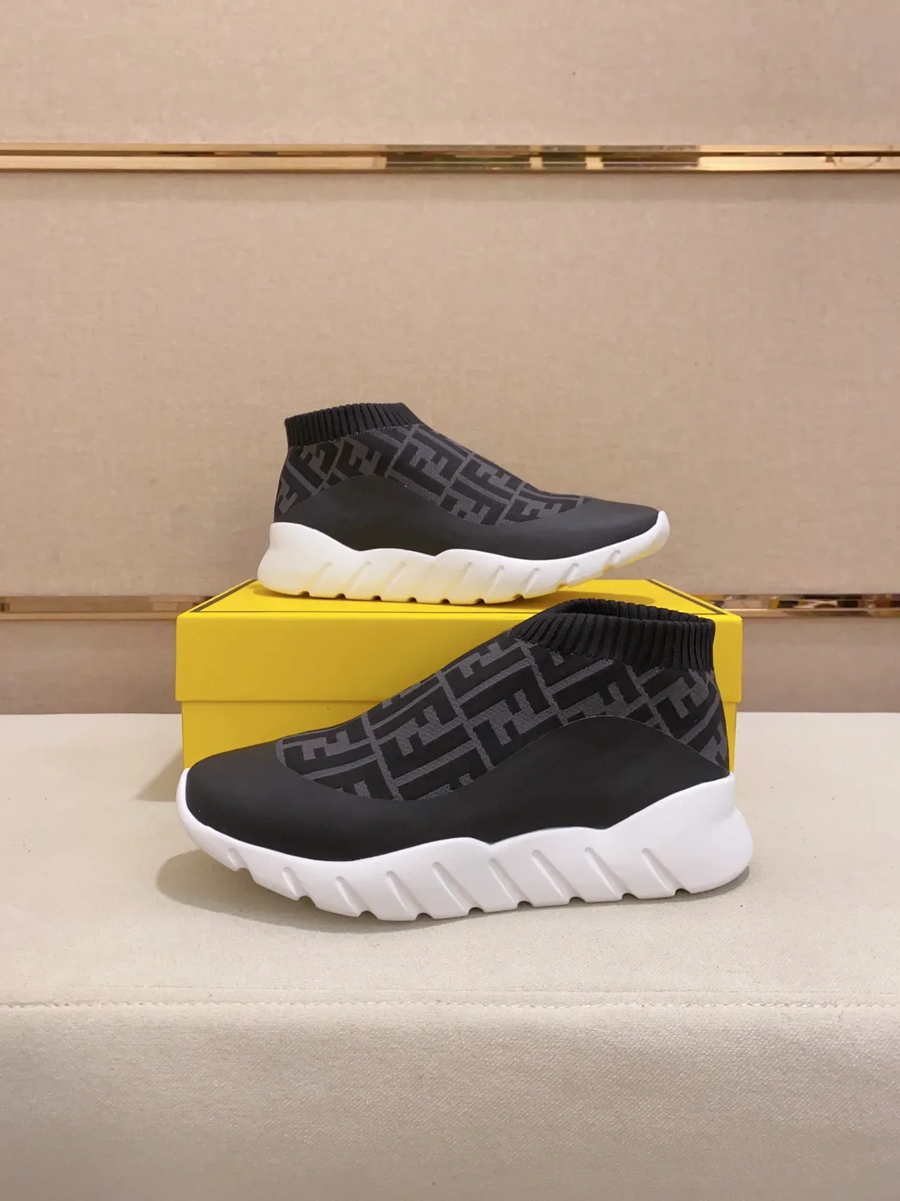 Fendi Speed Trainer Black FF Monogram Sock-Fit Chunky Sneaker 6