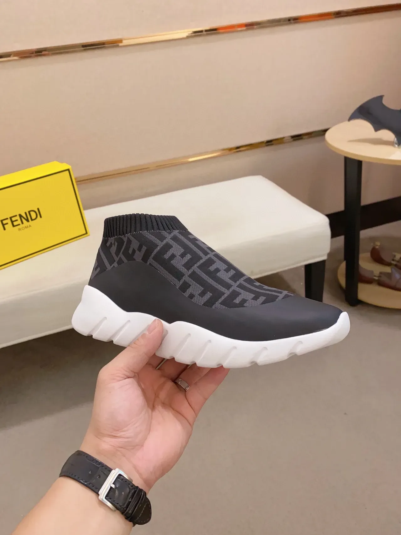Fendi Speed Trainer Black FF Monogram Sock-Fit Chunky Sneaker 7