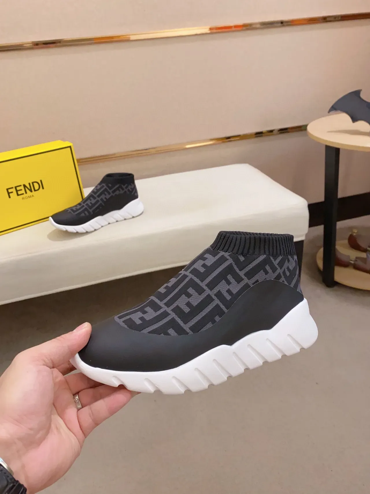 Fendi Speed Trainer Black FF Monogram Sock-Fit Chunky Sneaker 8