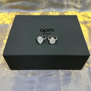 apm Monaco Pear-Cut Halo Diamond Rings