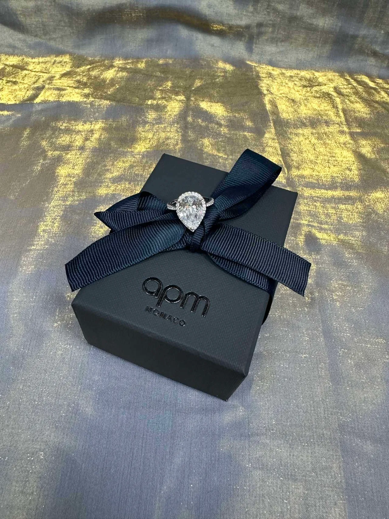 apm Monaco Pear-Cut Halo Diamond Rings 4