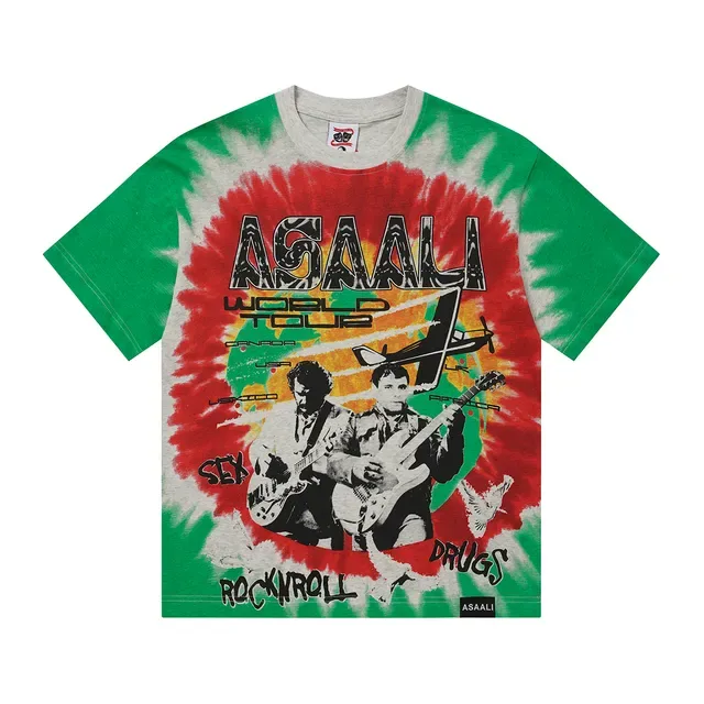 Camiseta ASAALI tie-dye com estampa gráfica e gola redonda 3