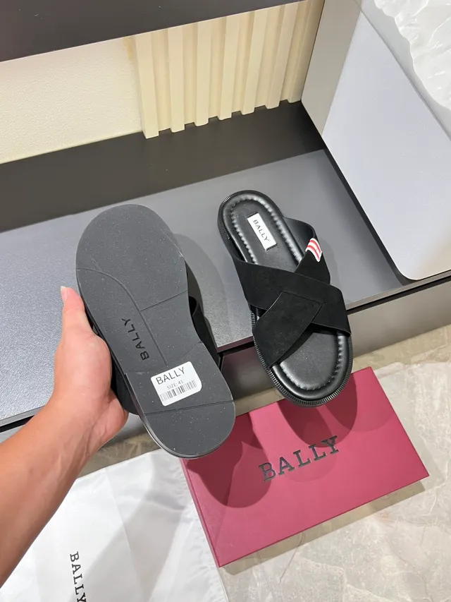 Bally Crisscross Strap Suede Slippers 5