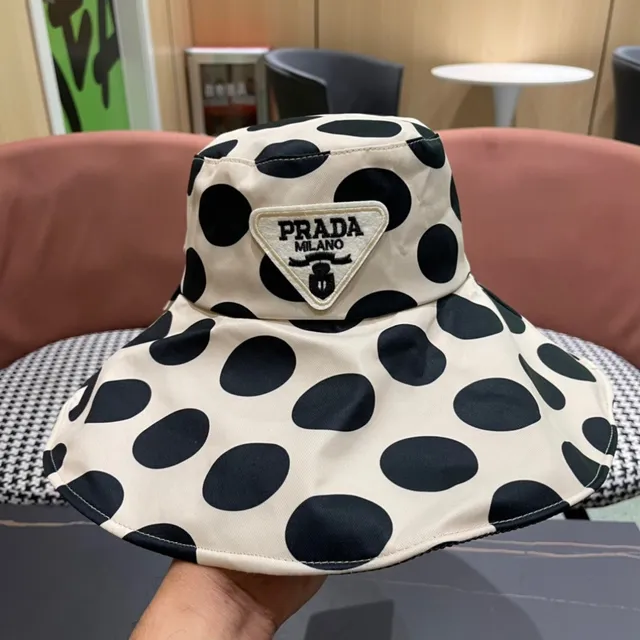Chapéu bucket bege e preto com poá e laço na aba larga 3