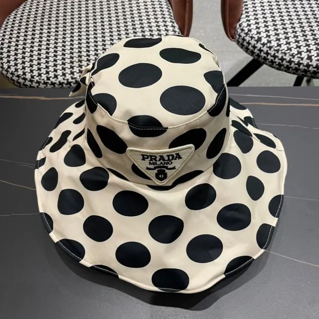 Chapéu bucket bege e preto com poá e laço na aba larga 5