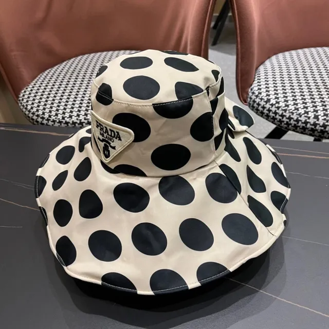 Chapéu bucket bege e preto com poá e laço na aba larga 8