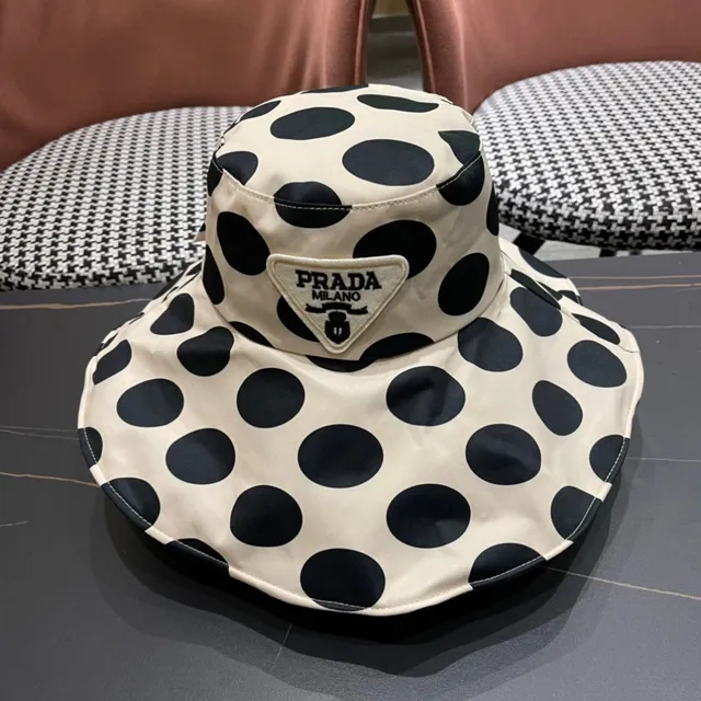 Chapéu bucket bege e preto com poá e laço na aba larga 9