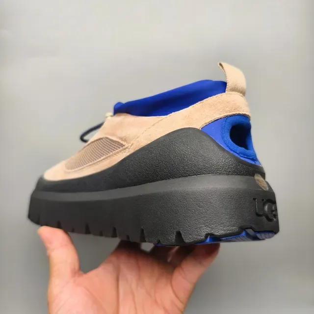 Beige and Blue Slip-On Platform Sneaker 4