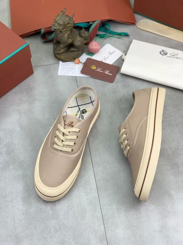 Beige Pebbled Leather Low-Top Sneaker 5
