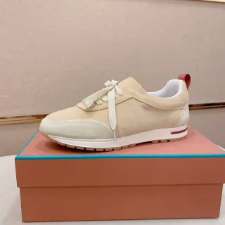Beige Red Suede Upper Contrast Toe Cap Sneakers