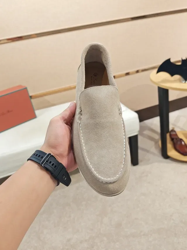Beige Suede Moc-Toe Slip-On Loafers 5