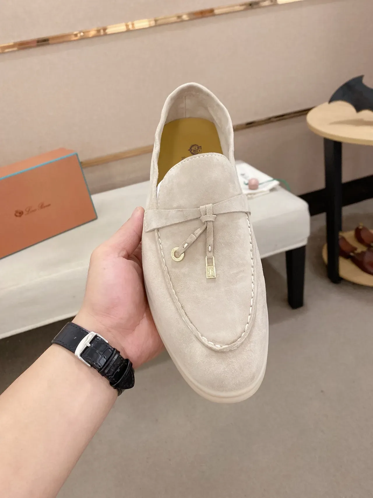 Beige Suede Tassel Strap Loafer 5