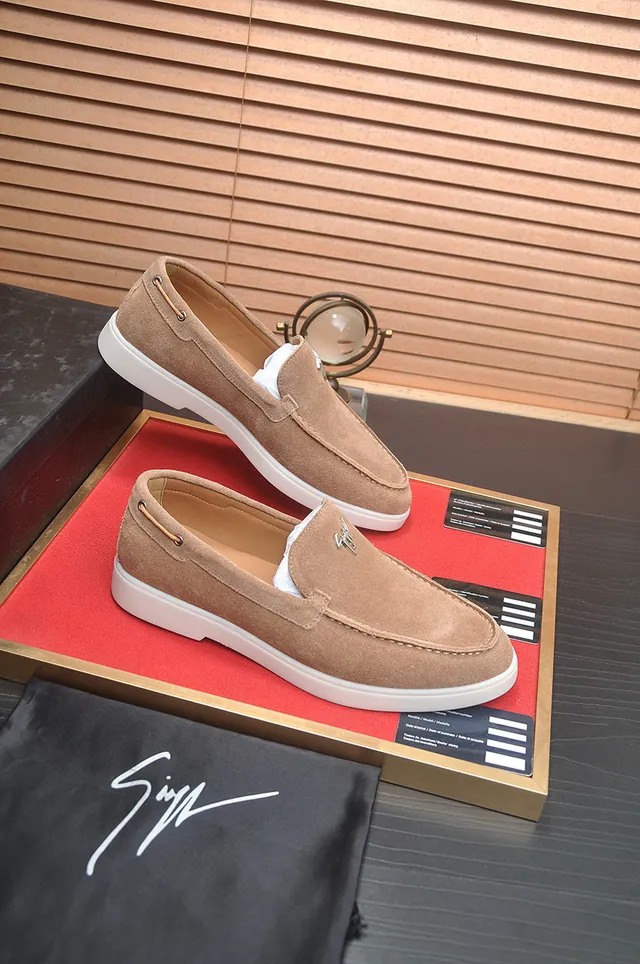 Beige Suede Upper Moc-Toe Stitching Loafer 6