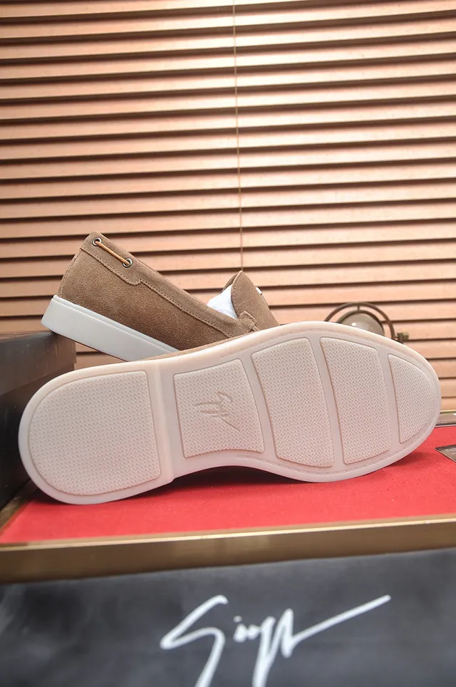 Beige Suede Upper Moc-Toe Stitching Loafer 7