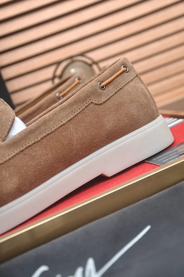 Beige Suede Upper Moc-Toe Stitching Loafer 9