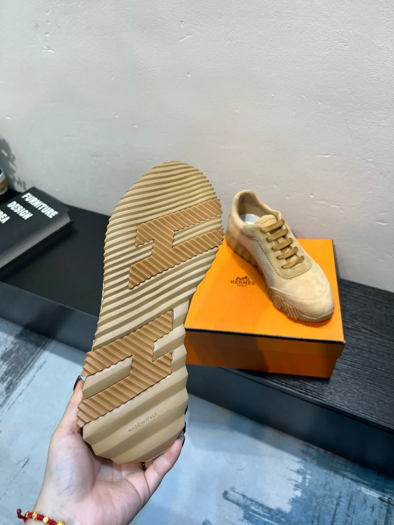 Beige Suede Upper Sculpted Ribbed Midsole Sneakers 9