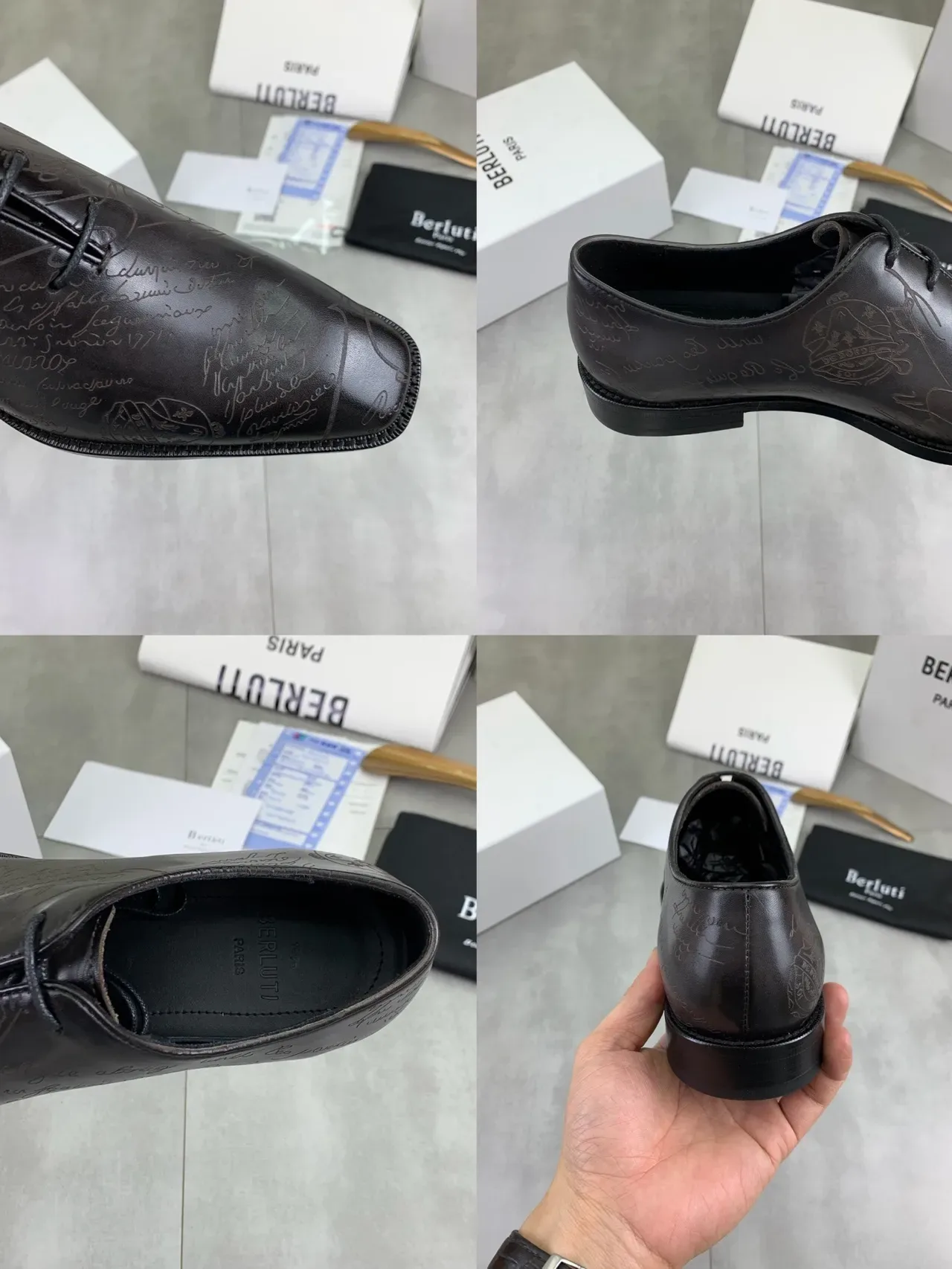 Berluti 黑色 抛光皮 方头 牛津鞋 2