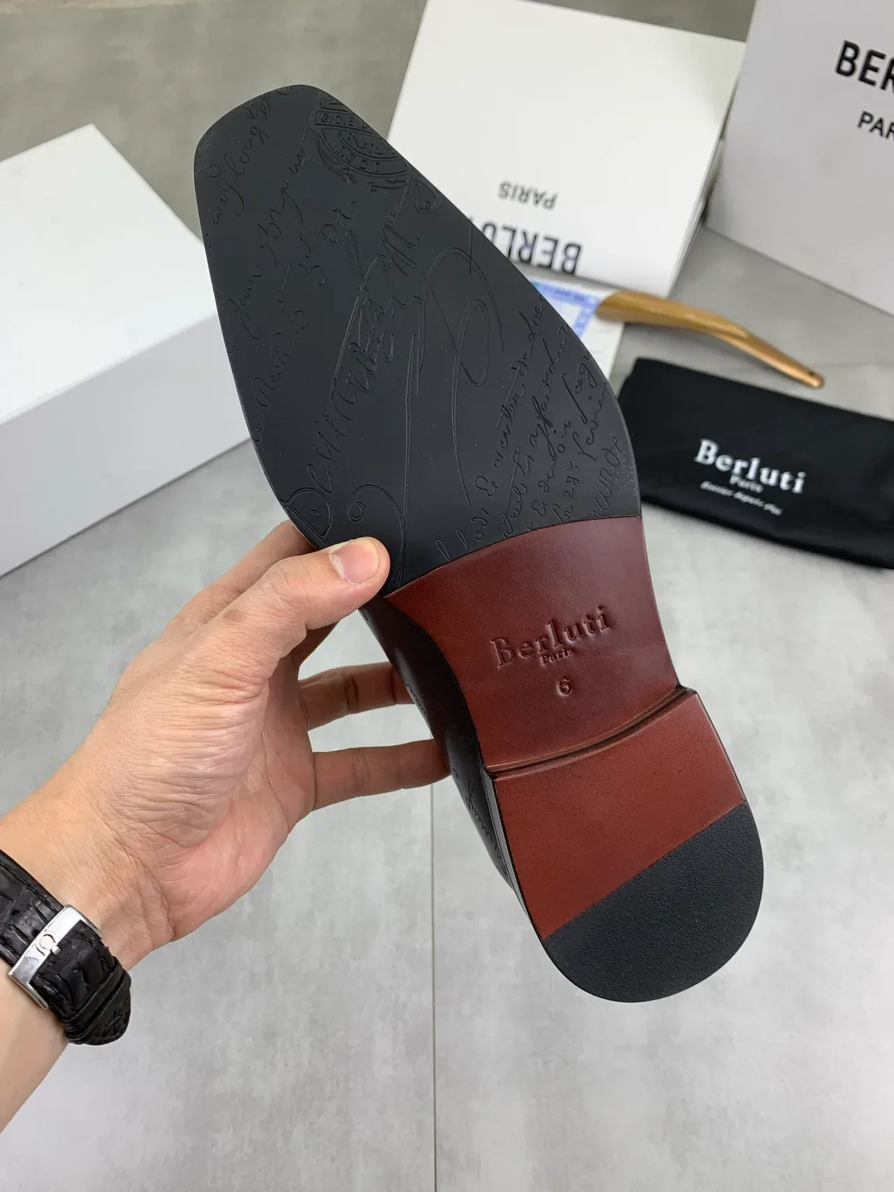 Berluti 黑色 抛光皮 方头 牛津鞋 3