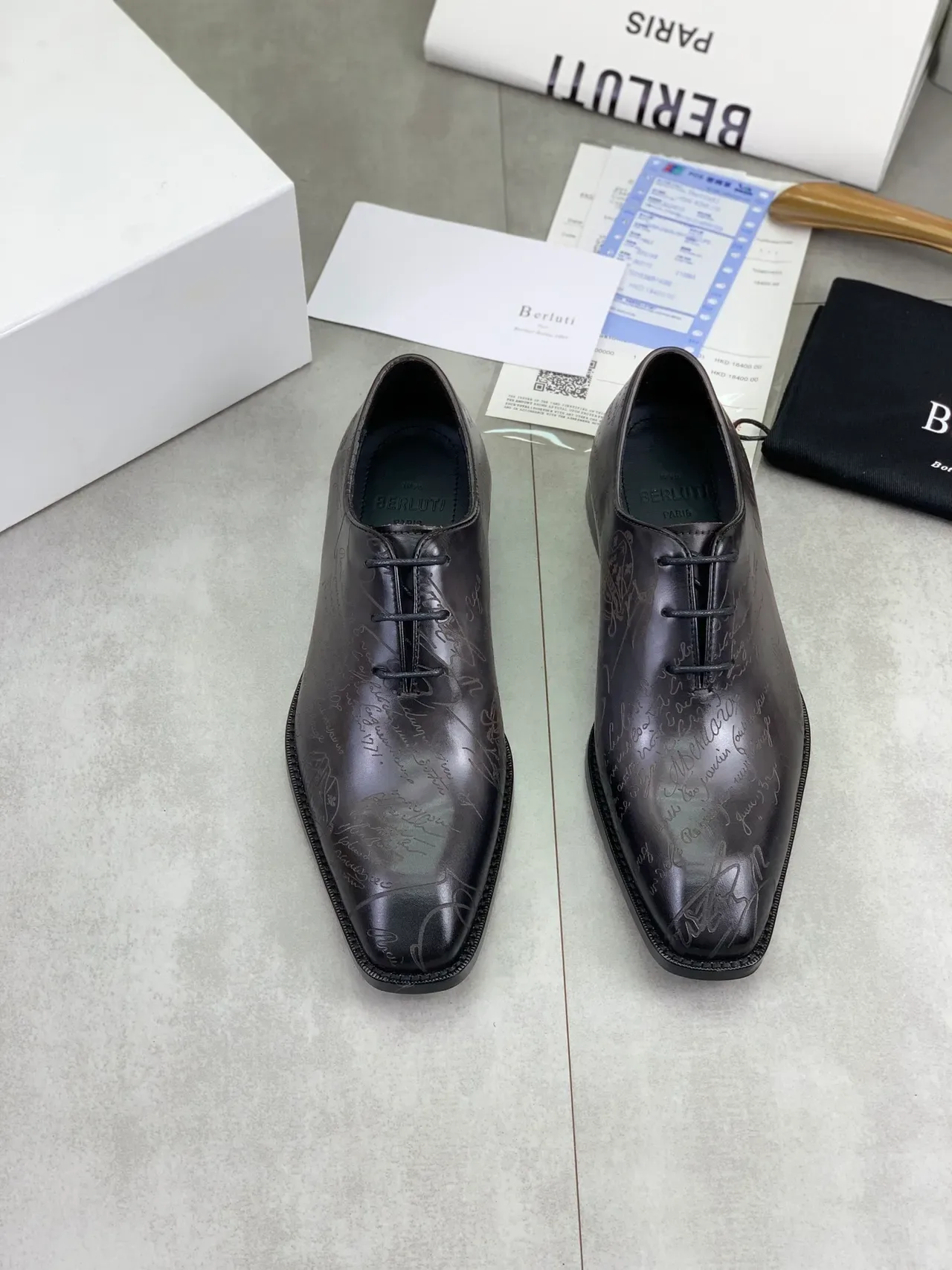Berluti 黑色 抛光皮 方头 牛津鞋 5